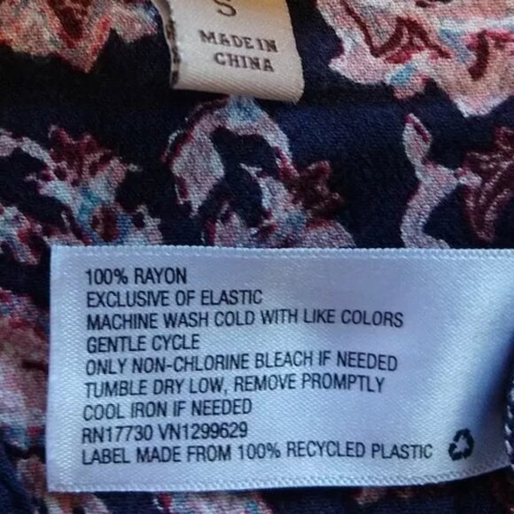 Knox Rose Thistle Floral Print Tunic Hi-Low Smocking Size S Boho - Picture 7 of 7